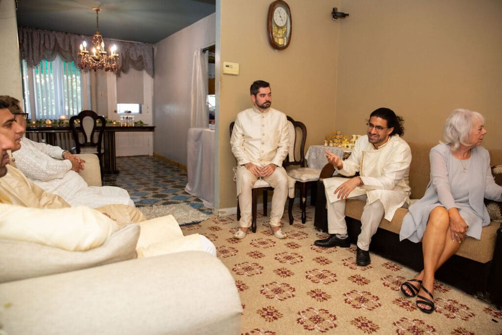 Brooklyn Nikkah Elopement. Family laughing before the ceremony.