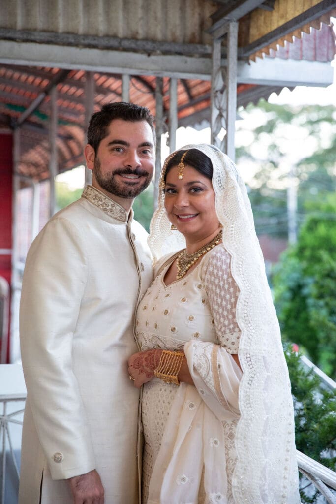 Brooklyn Nikkah Elopement with newlyweds posing for a portrait.