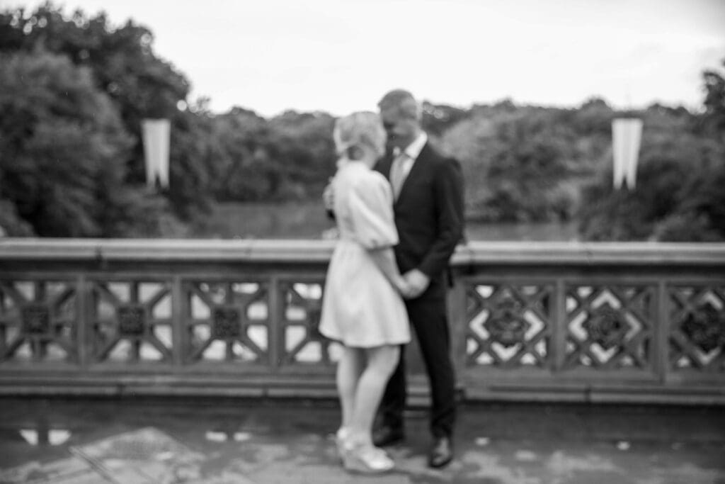 NYC Elopement in Central Park after after ceremony at the Norwegian Seamen's Church. Bride and groom take portraits at Bethesda Terrace.